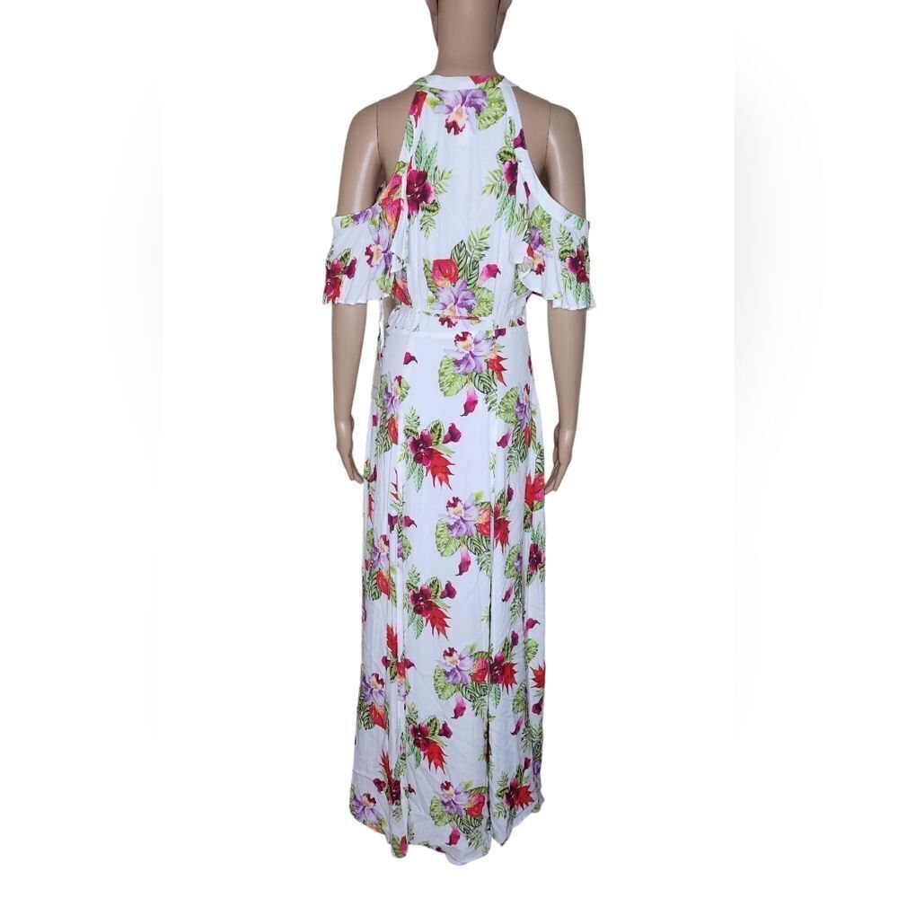 Privacy Please Revolve Acme white floral tropical print Sz Small wrap Maxi Dress - Picture 5 of 9